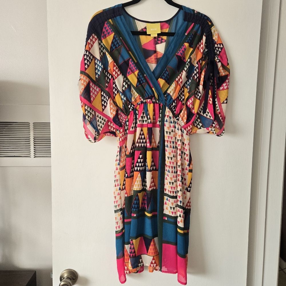 Maeve x Anthropologie Colorful Geometric Sheer Print Dress